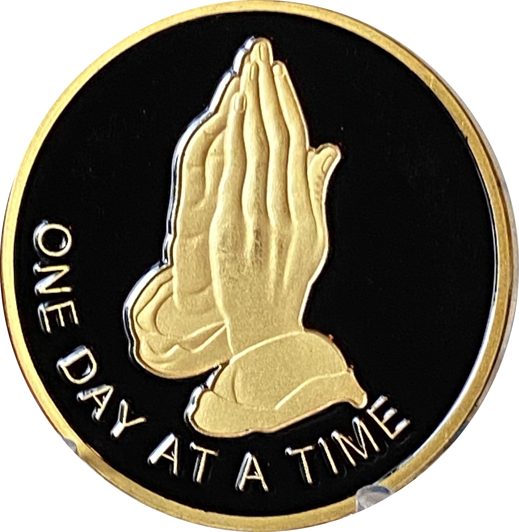 Amazon.com: Praying Hands Coin One Day at A Time Black Color Serenity ...