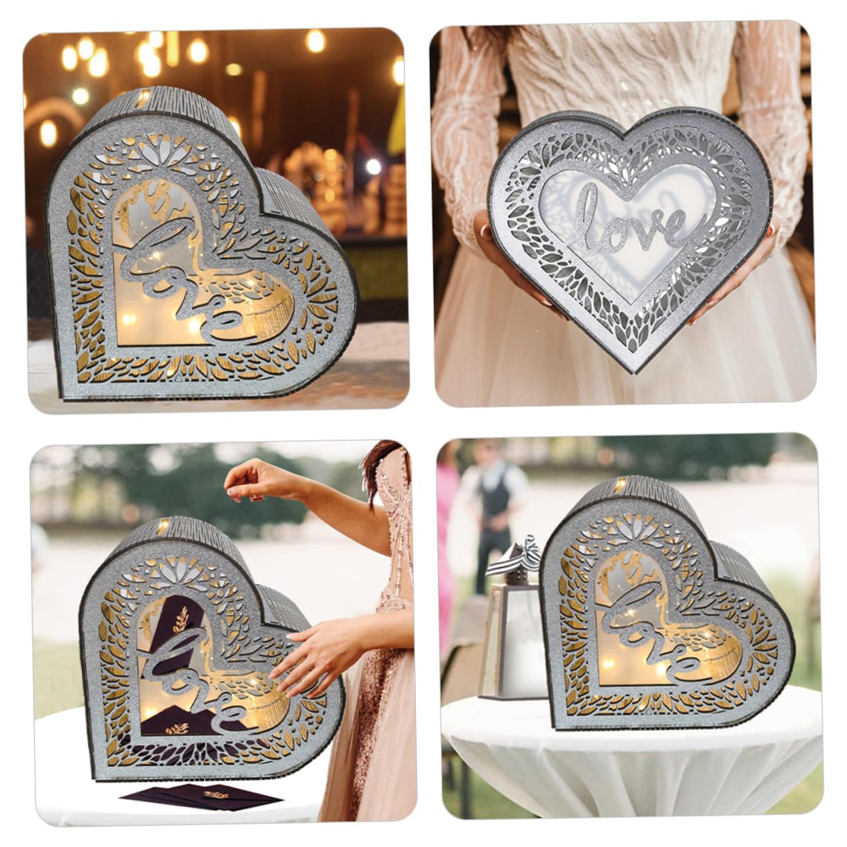 Scatola Decorativa A Forma Di Cuore in Legno Contenitore Per Biglietti Di Nozze E Anniversario Elegante E Personalizzabile