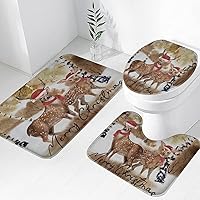 Vista 18 de Tapete de baño de 3 piezas de otoño con diseño de calabaza, color azul y verde, hojas de arce, cosecha, decoración de Acción de Gracias, juego