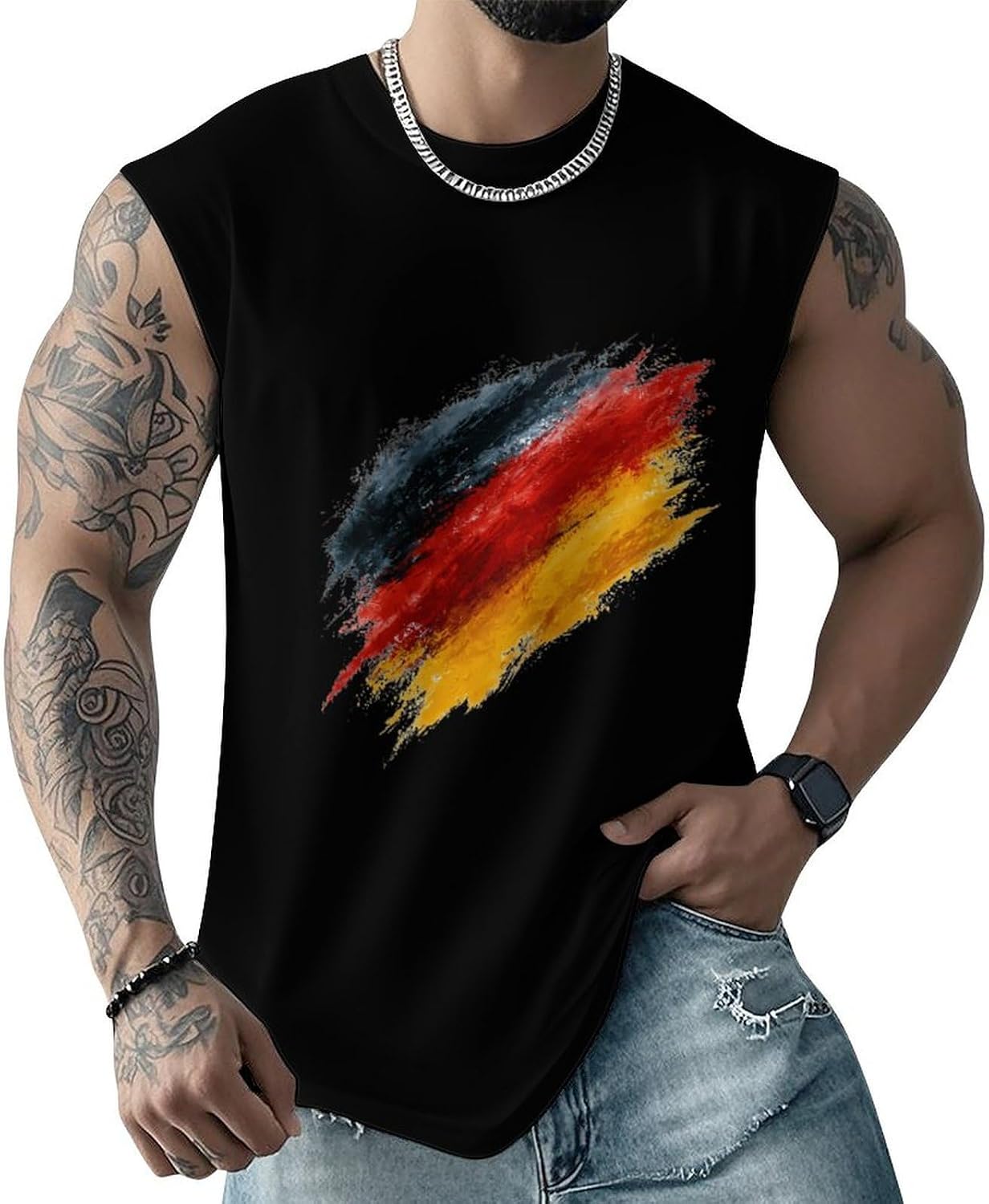 German Flag Men Summer Sleeveless Crew Neck Top 5XL