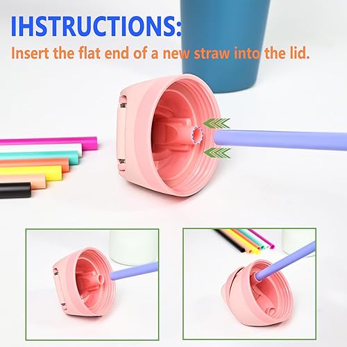 Miniatura 3 de 8 popotes de repuesto para botella Owala FreeSip de 24 onzas y 32 onzas, popotes de plástico reutilizables con cepillo limpiador de limpieza