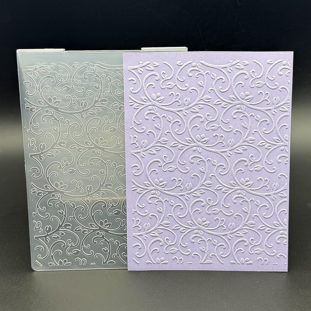 3D Plastic Embossing Folder Template Curly Vine Texture A6 Size for Card Making DIY Scrapbooking Paper Crafting Handmade Crafts Scrapbooking Arts Supplies Scrapbook Decor