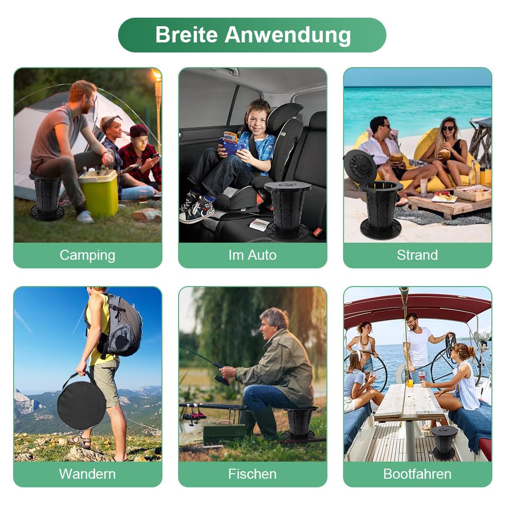 Ejoyous Campingtoilette, Faltbar Camping Toiletten Trockentoilette Höhenverstellbar Mobile Toilette Campingklo für Boot Autofahrten Strand Erwachsene und Kinder