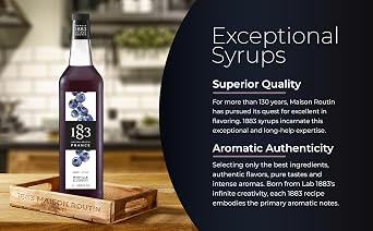 1883 Blueberry Syrup for Drinks, Made in France, 1 Liter Glass Bottle