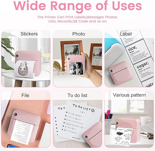 Miniatura 2 de Mini Pocket PrinterPortable Thermal Printer for LabelText MemoReceiptStickerPhoto Printers 203 DPI BT Inkless Sticker Printing Wireless Bluetooth