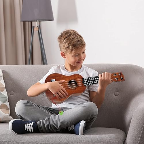 Vista 33 de Raimy Guitarra ukelele para niños, guitarra de 4 cuerdas de 21 pulgadas, instrumentos musicales para niños, juguetes educativos con púas para niños