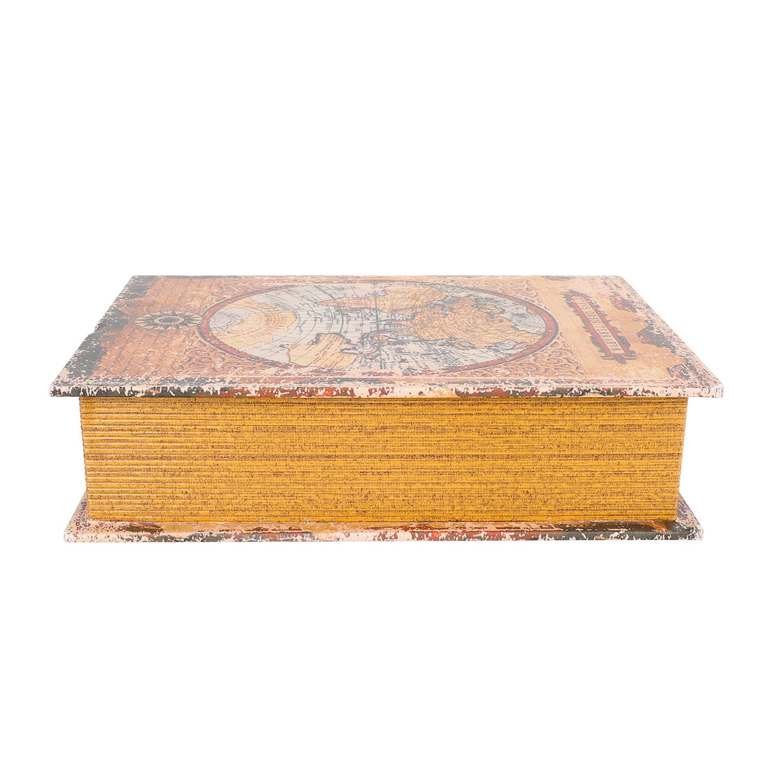 Didiseaon Caja Decorativa Retro Forma de Libro Falso Mediano, Caja de Almacenamiento de Madera Envejecida para Manualidades y Fotos, Accesorio Decorativo para Escritorio y Hogar