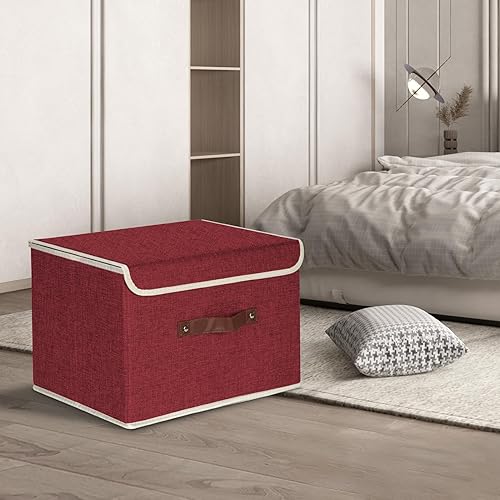 Miniatura 50 de TYEERS Cajas de almacenamiento plegables, contenedores de almacenamiento de tela lavable con tapas, 14.9 x 9.8 x 9.8 pulgadas, paquete de 2, gris
