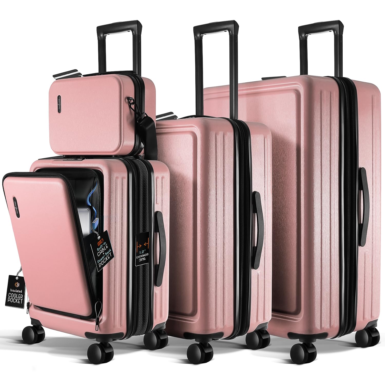 TRAVELARIM Juego de Equipaje rígido con Ruedas giratorias de 4 Piezas