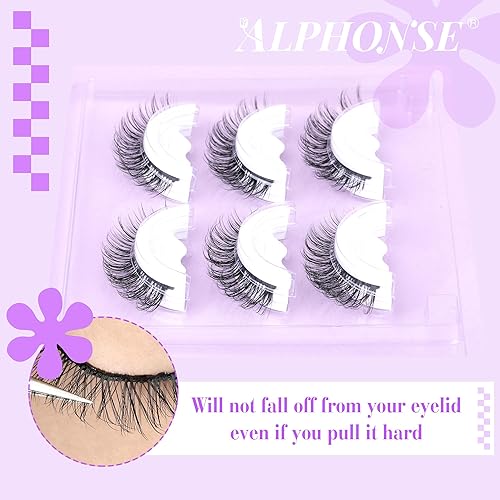 Miniatura 5 de ALPHONSE - Pestañas autoadhesivas, sin necesidad de pegamento, aspecto natural, pestañas autoadhesivas de 0.59 pulgadas, pestañas autoadhesivas a