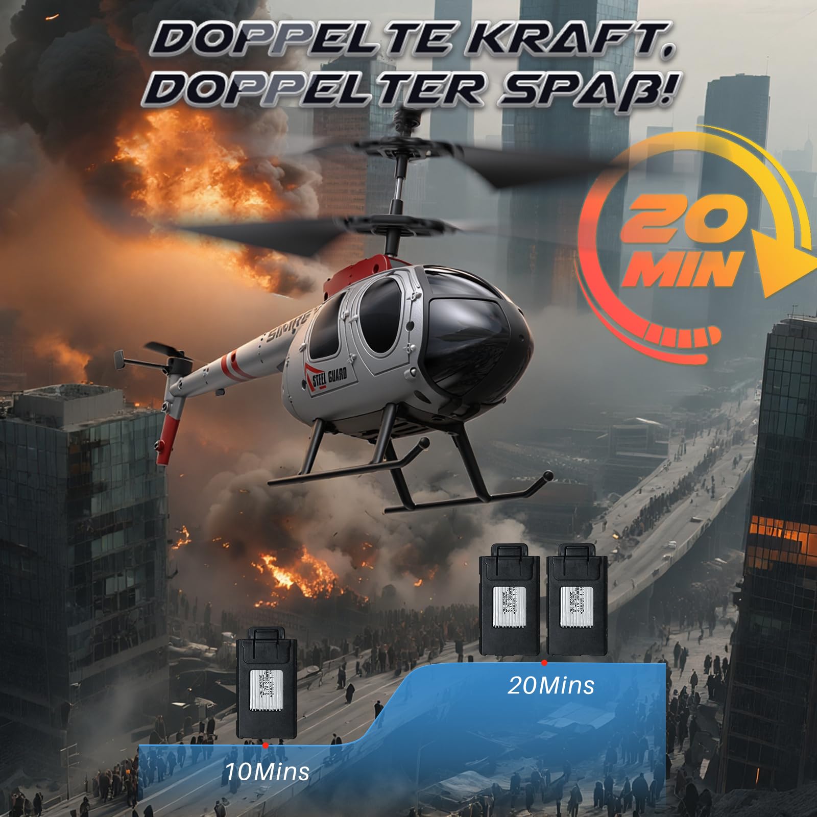 SIMREX Hubschrauber, 2.4 GHz ferngesteuerter Hubschrauber, 2 Geschwindigkeitsmodi mit 20 Min Flugzeit, rc helikopter, Flughöhe halten, helikopter Spielzeug für Jungen und Mädchen, das Beste für Kinder