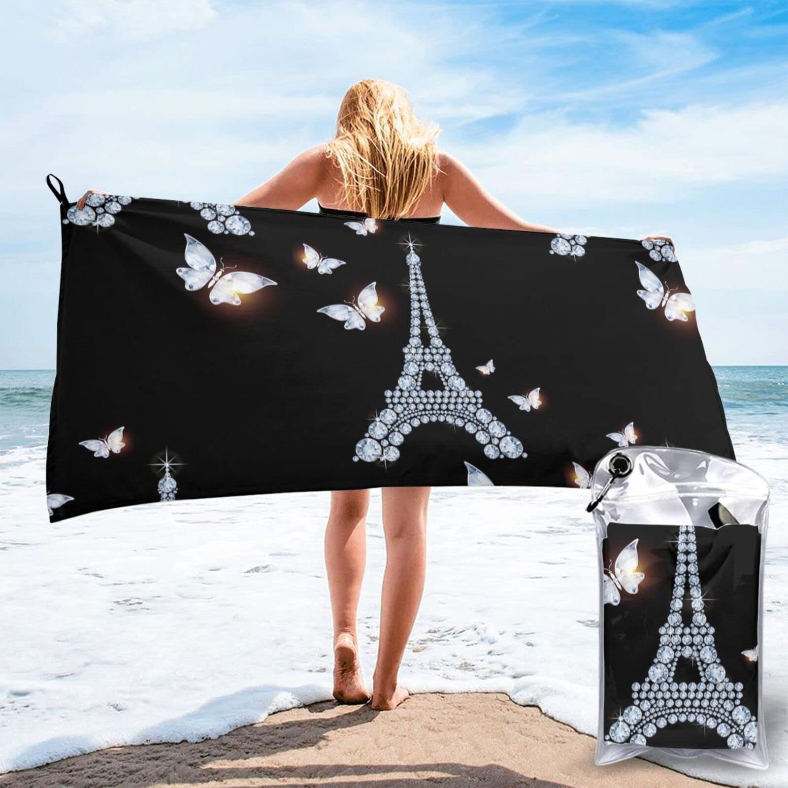 Serviette De Plage En Microfibre 80x160cm- Serviette De Voyage à Séchage Rapide, Rayures Arc-en-ciel