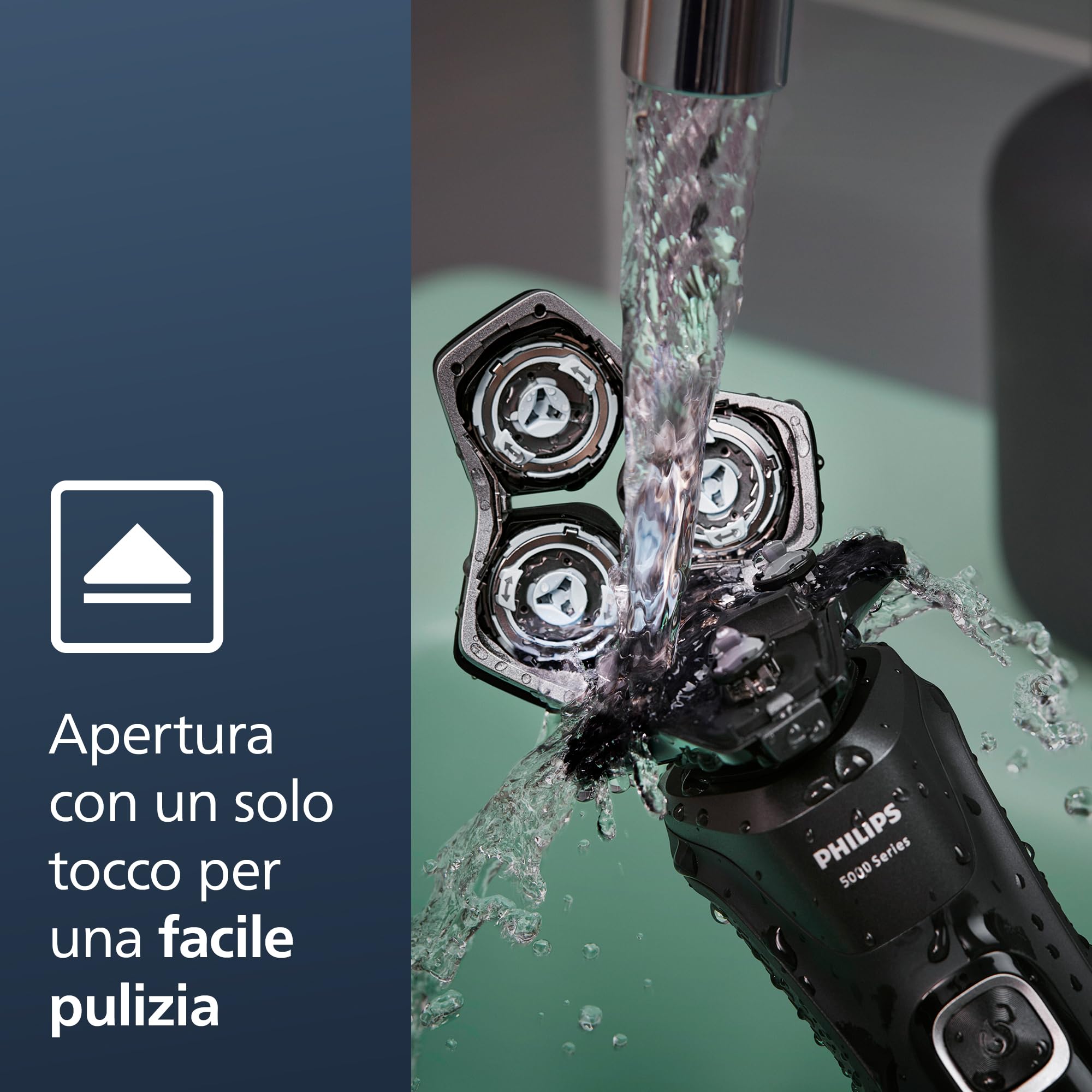 Philips Shaver Series 5000, rasoio elettrico Wet & Dry con tecnologia SkinIQ, rifinitore a scomparsa, custodia da viaggio, Quick Clean Pod, spazzolina per la pulizia, modello S5889/50