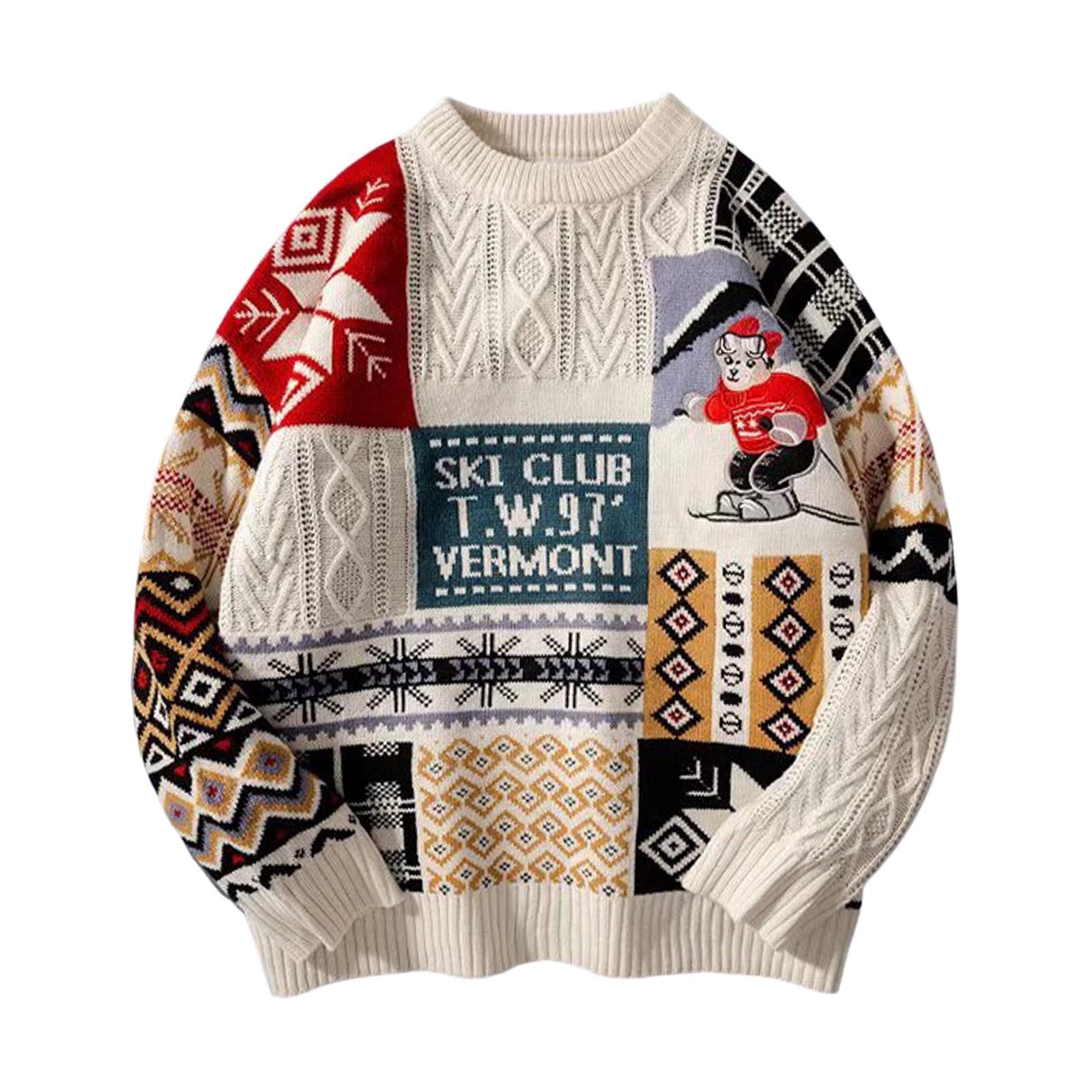 Maglione Natalizio da Uomo E Donna, Maglia di Natale Uomo Maglioni Brutti di Natale Pullover da Uomo con Motivo Alce Merry Christmas Sweater Ugly Maglioni di Natale Famiglia Pullover Uomo