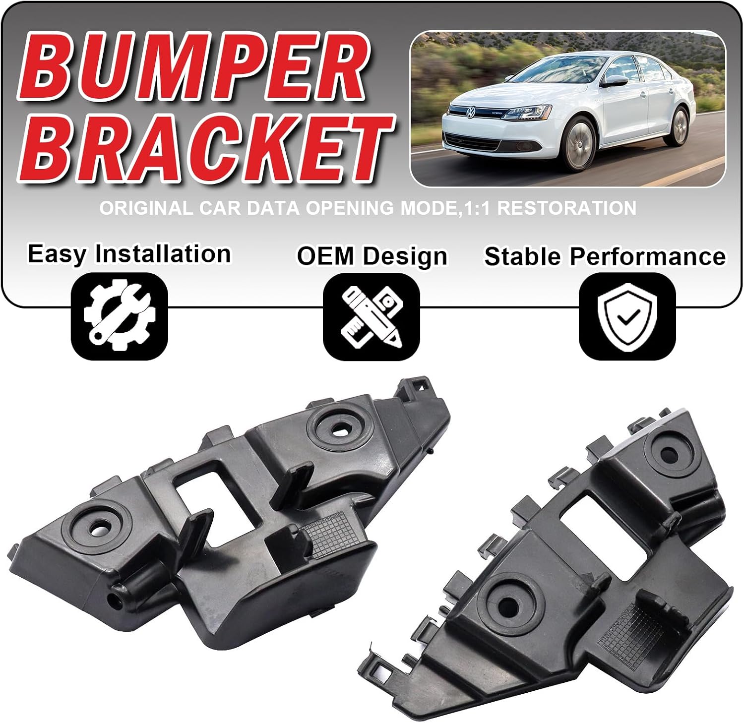 Front Bumper Bracket Retainer for VW Jetta 2011-2014, Replaces 5C6807183, 5C6807184