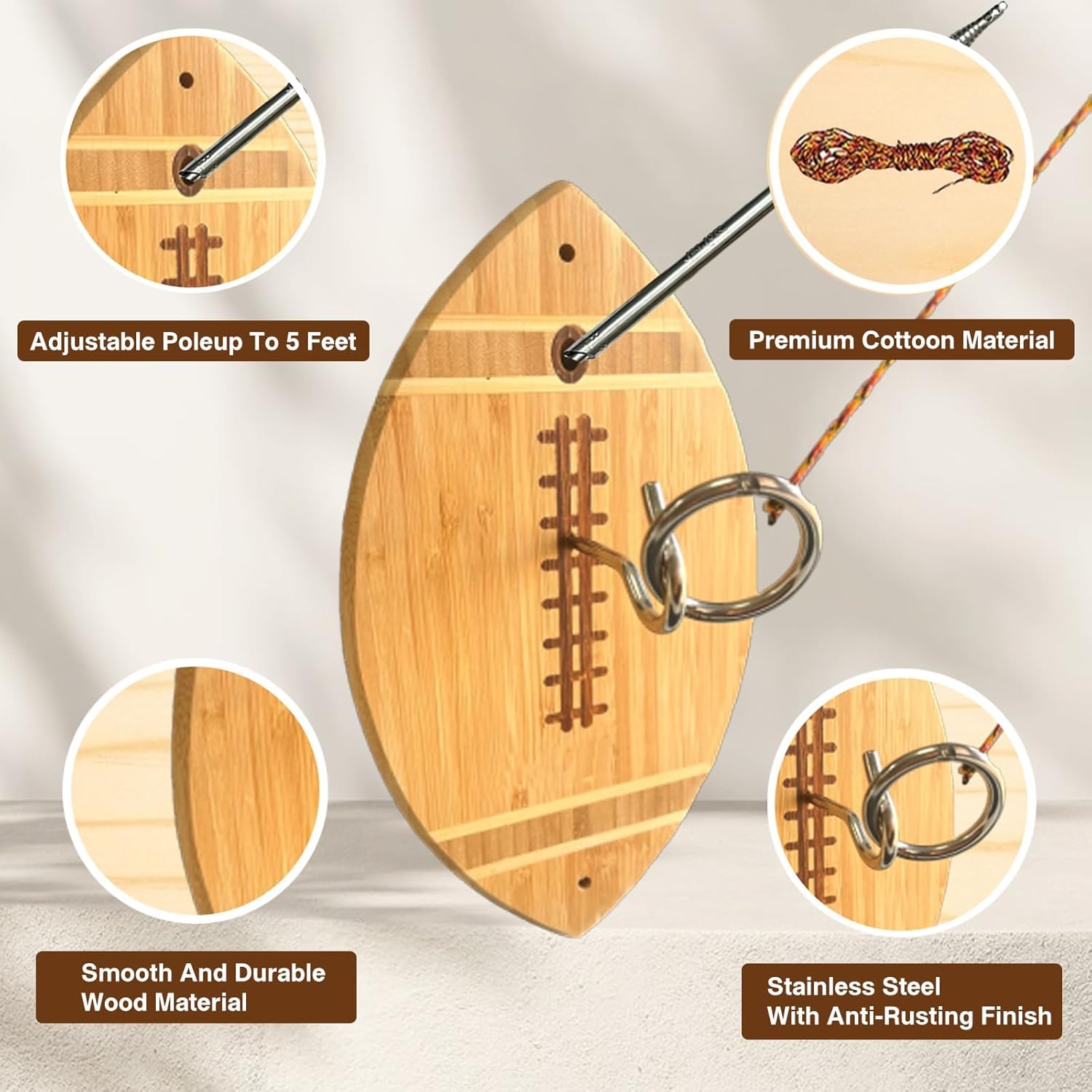 Ring Toss Game, 33 CM Hook and Ring Toss Games, Wooden Table Top Hook Toss Game - Image 4