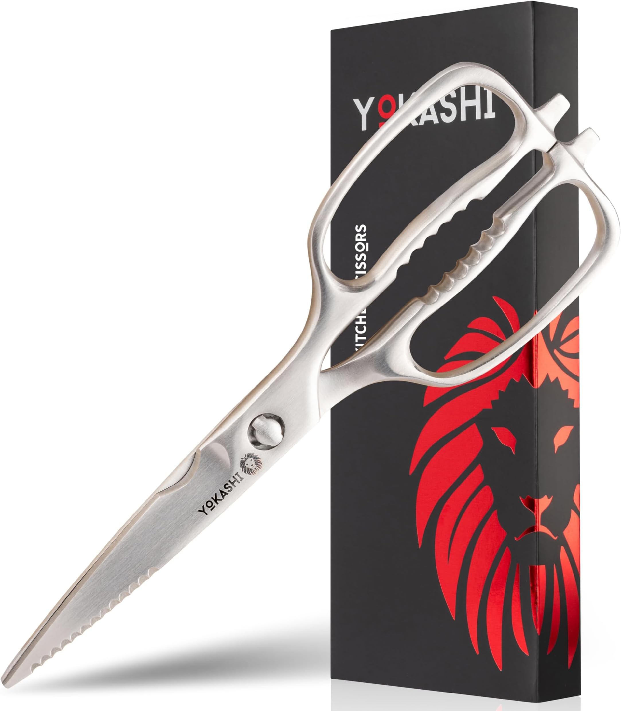 YOKASHIJapanese Scissors - Heavy Duty Kitchen Shears - Durable Poultry Shears - Sharp Kitchen Scissors for Precise Cutting of Food - All Purpose for Professional Chefs & Home Cooks - Dishwasher Safe