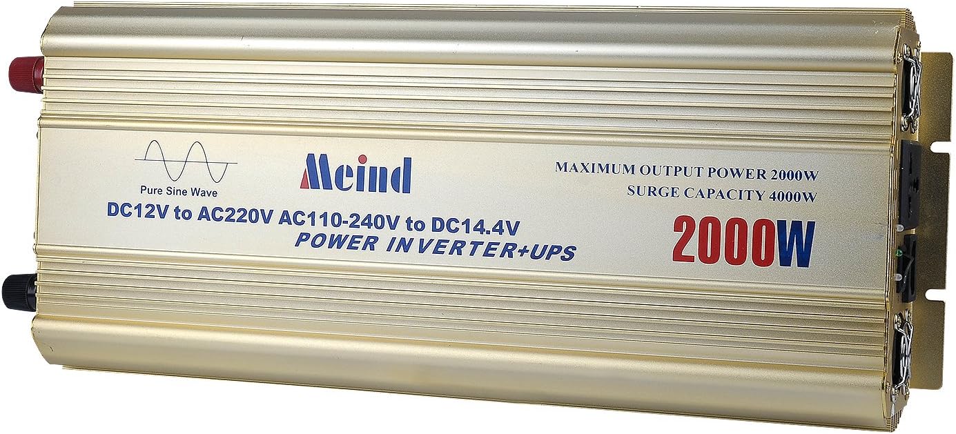 Meind 2000W DC 12V to AC 220V Auto Switch Uninterrupted Power Supply Pure Sine Wave Power UPS Inverter with Battery Charger Function
