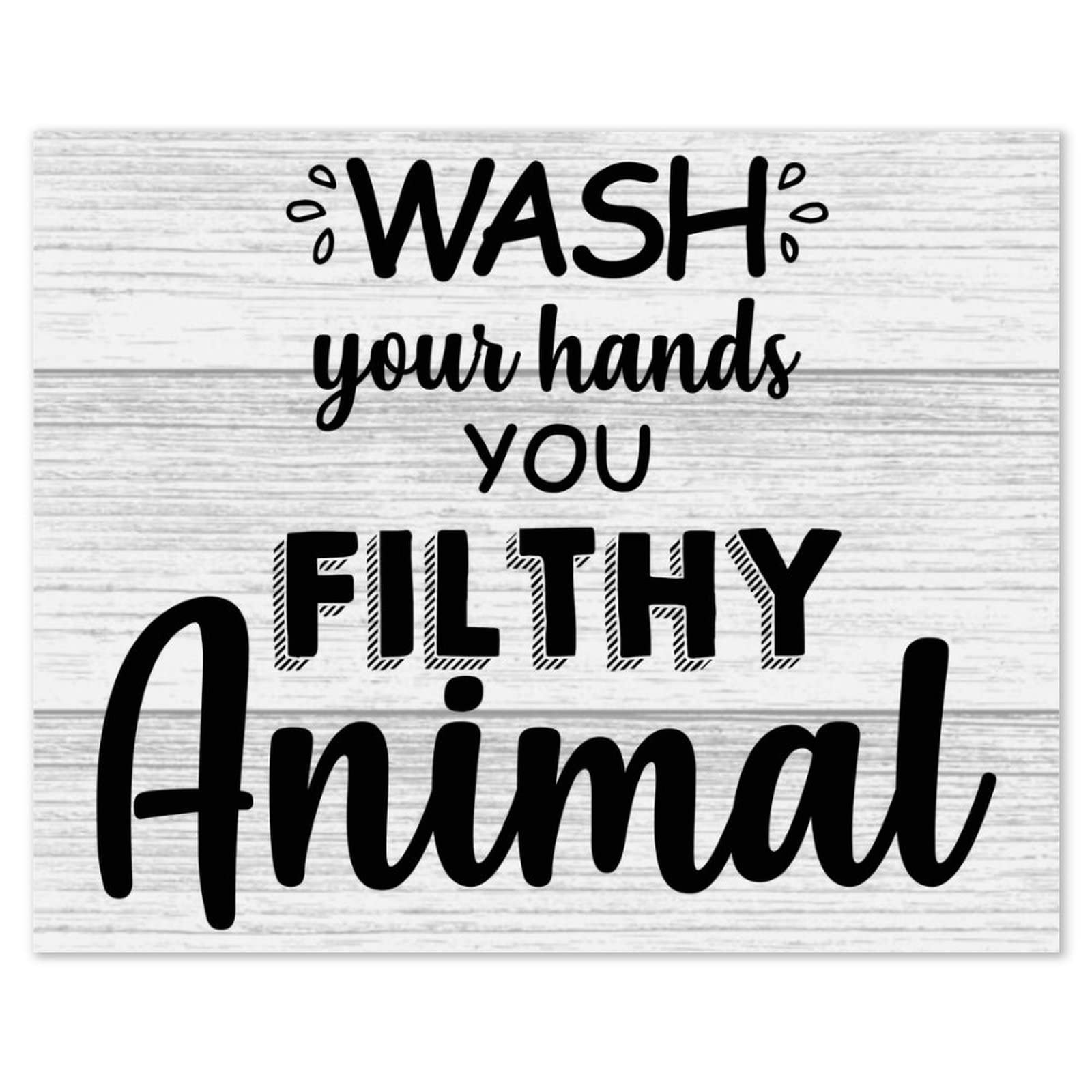 Panneau en bois Wash Your Hands décoration murale antique 50x40 cm