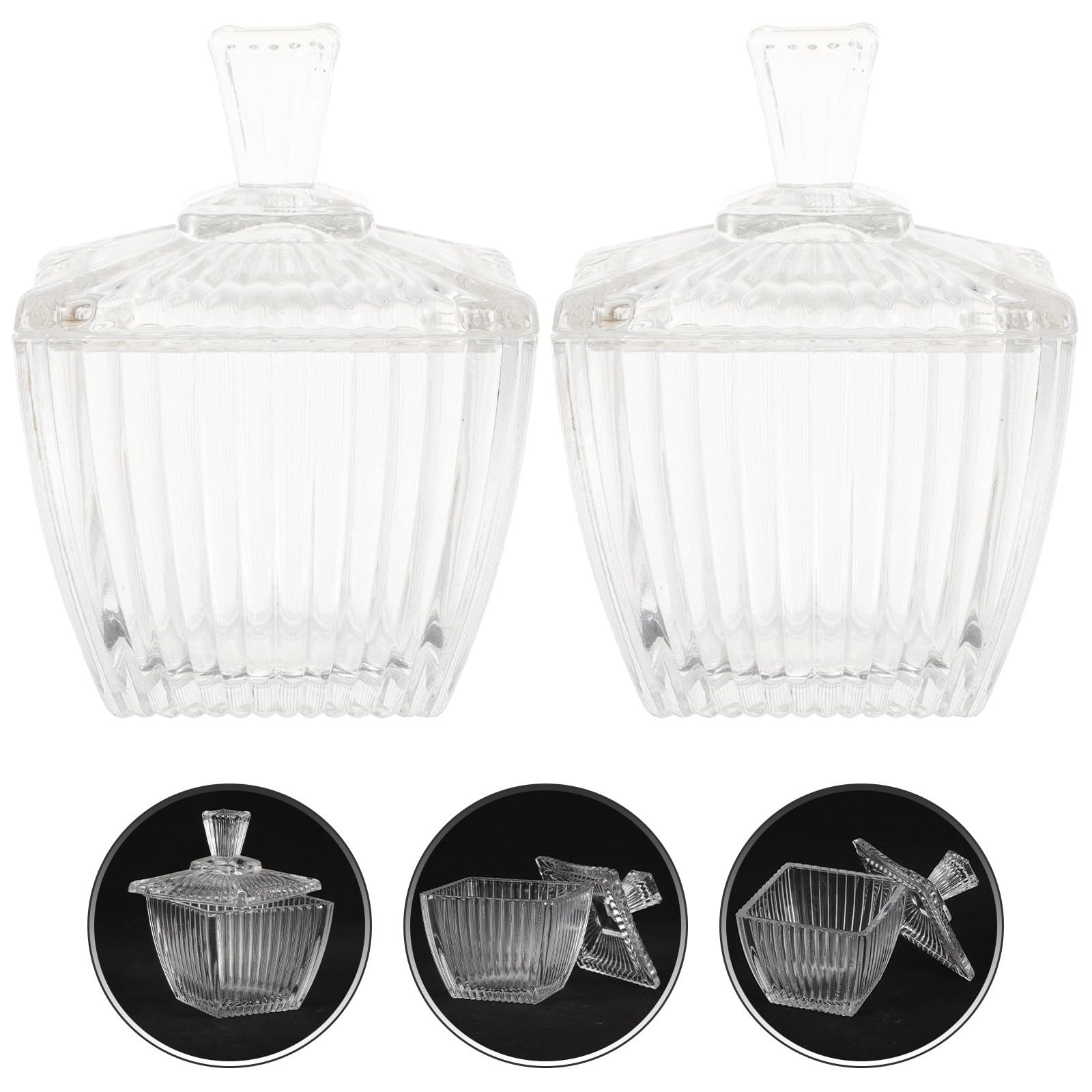 jojofuny Bote de Vidrio Transparente para Terrones de Azúcar, 2 Piezas