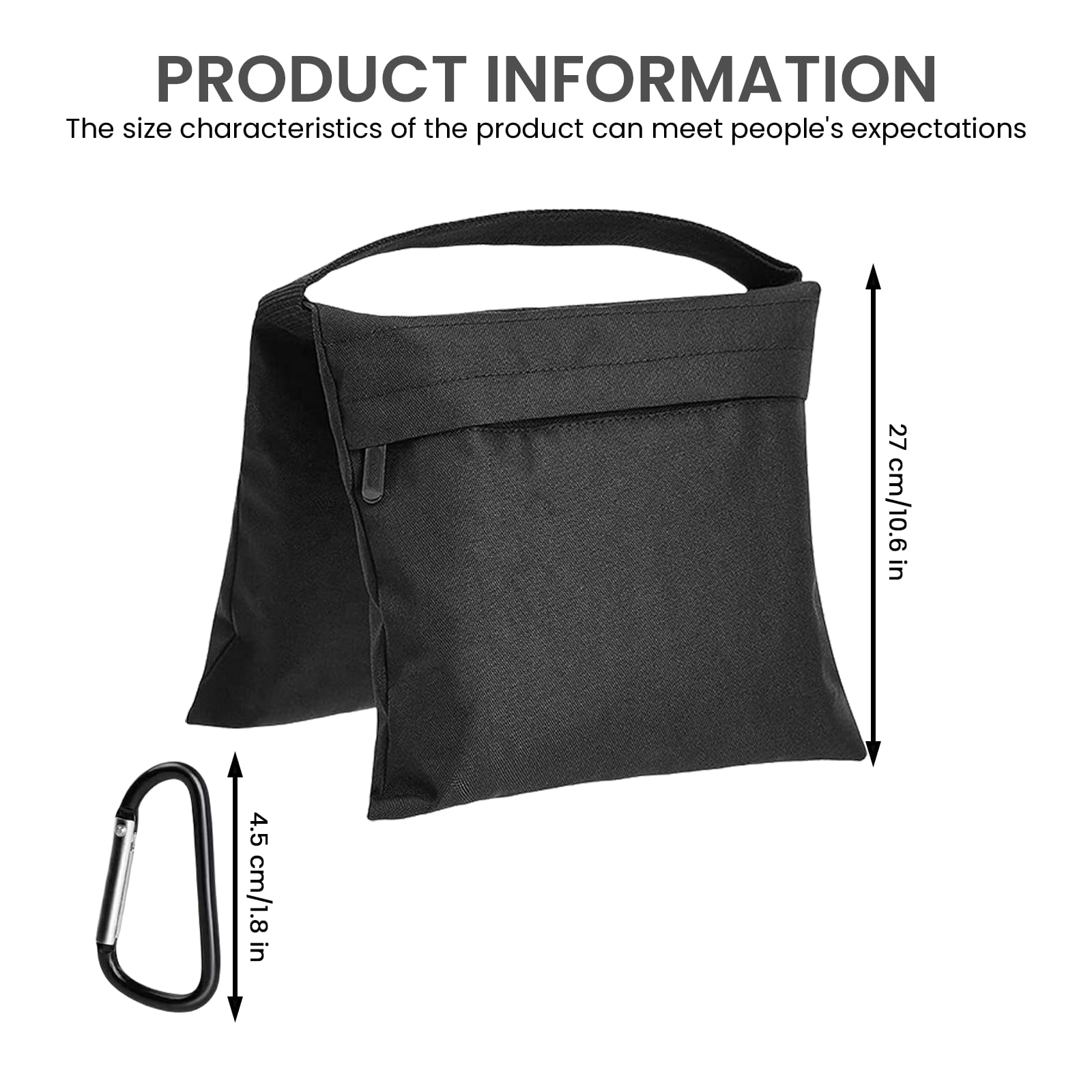 Sacos De Arena para Fotografía,4 Piezas Bolsas De Arena para Fotografía,Bolsa De Arena Vacía con Mosquetón,Bolsas De Peso Fotográficas para Fotografía,Pabellones,Trípodes,Carpas