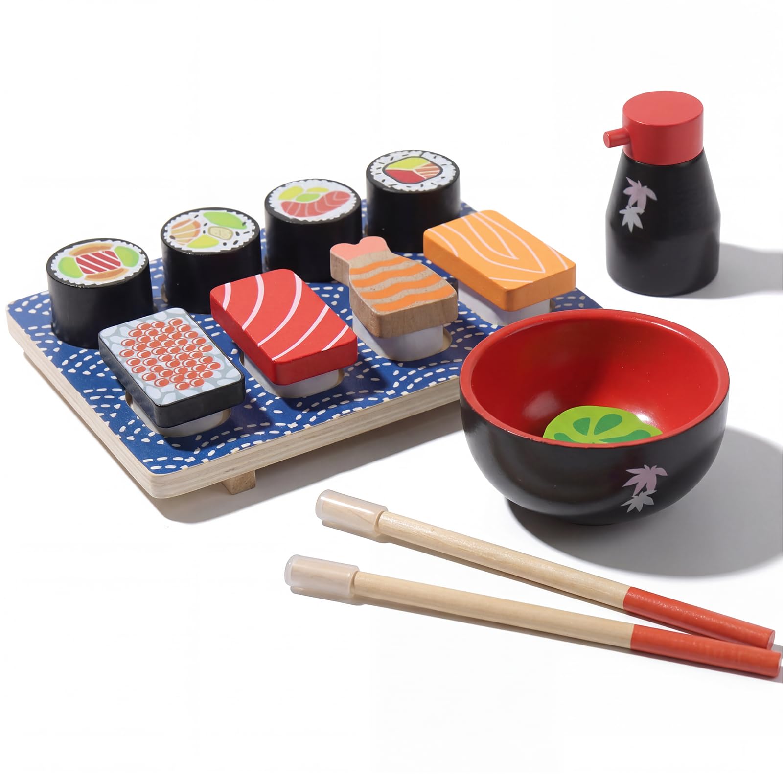 Amazon.com: WoodenEdu Sushi Slicing Play Food Set, Wooden Pretend
