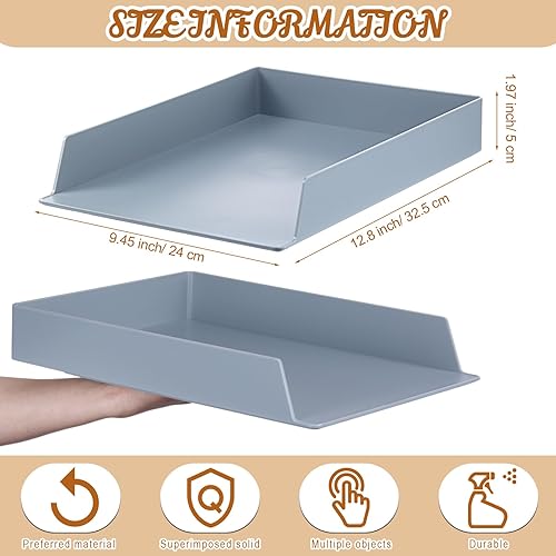 Miniatura 10 de 4 bandejas de papel apilables rectangulares de plástico para escritorio, organizador de documentos de escritorio, bandeja de almacenamiento de