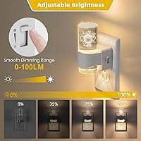 Vista 4 de Paquete de 2 luces LED de noche, regulable, sensor de atardecer a amanecer, brillo ajustable de 0-100 lúmenes, 3000 K, montaje en pared