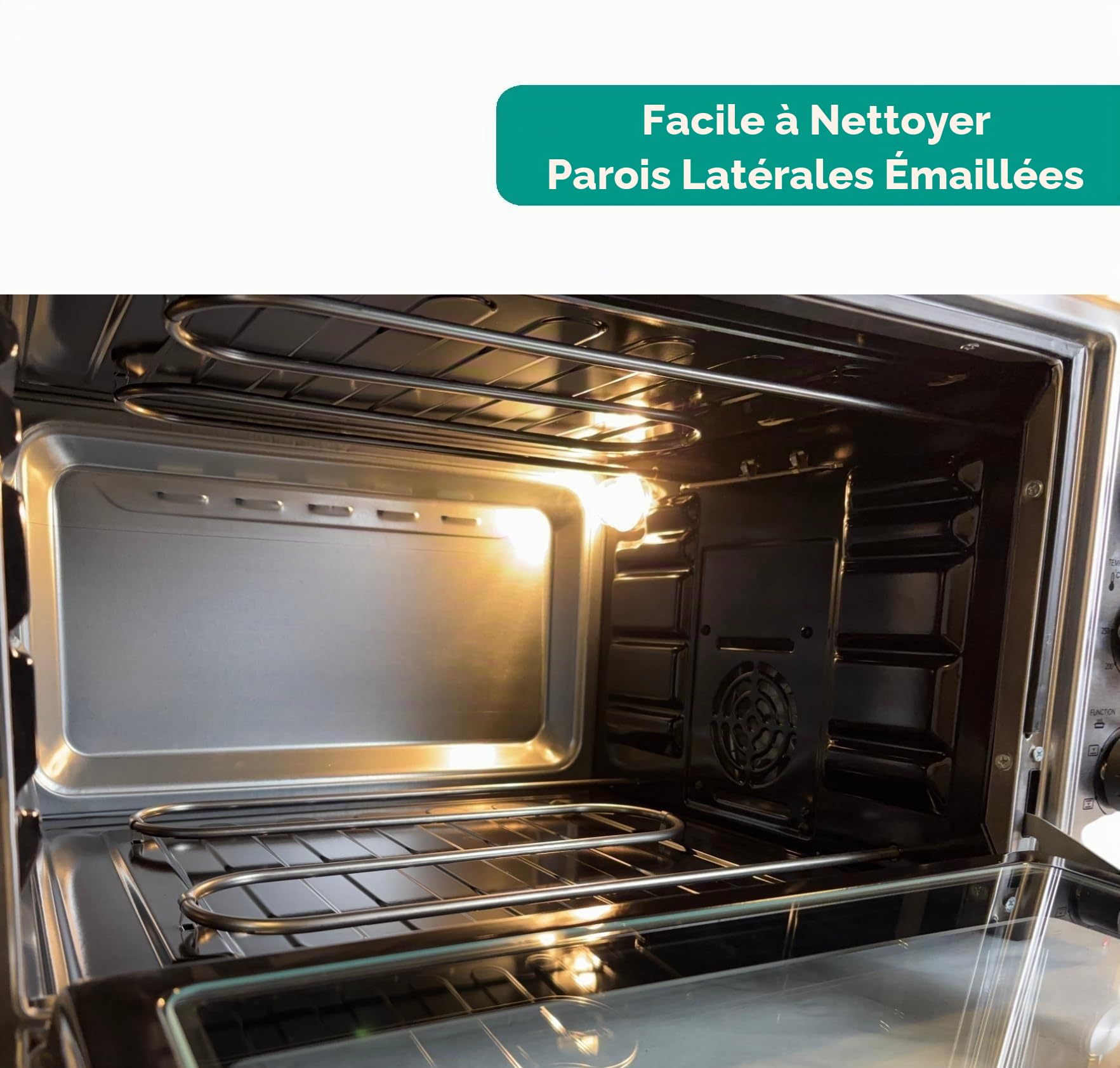 Four Autonome L - 50 litres - 2000 W - Finition Inox - Air Chaud - Intérieur émaillé facile à nettoyer