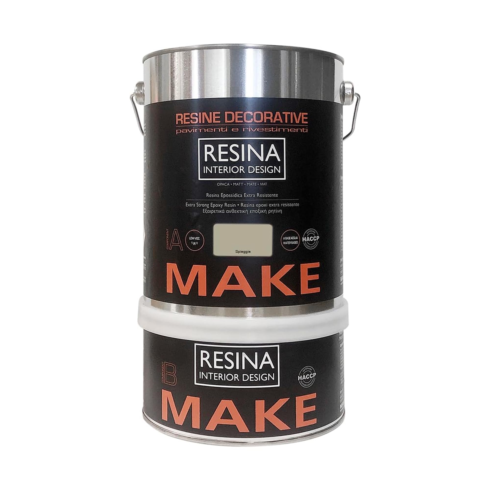 MAKE DESIGNED FOR YOU | Resina Epossidica Extra Resistente a Base Acqua, Finitura Opaca, Colore Spiaggia, Certificato HACCP, Formato 2 litri