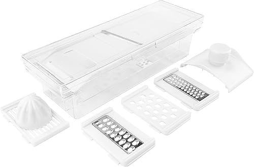 Southern Homewares Cortador de mandolina 5 en 1, rallador de juliana, exprimidor y molinillo - Herramienta multifuncional de cocina de frutas y