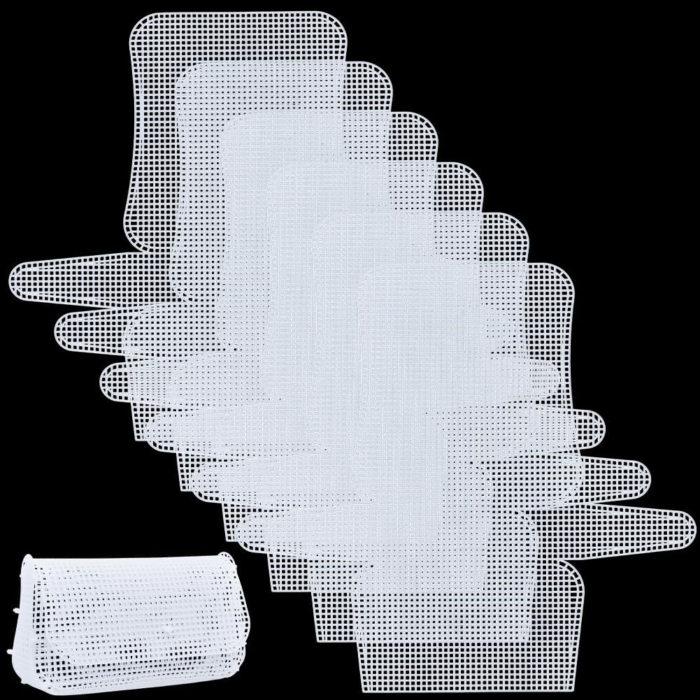 6Pcs White Clear Plastic Mesh Needlepoint Canvas Sheets Blank Cross Stitch Canvas Sheet Purse Making Template Bag Bottom Shaper Pads for Sewing Crochet Bag DIY Yarn Crafting Knit Projects