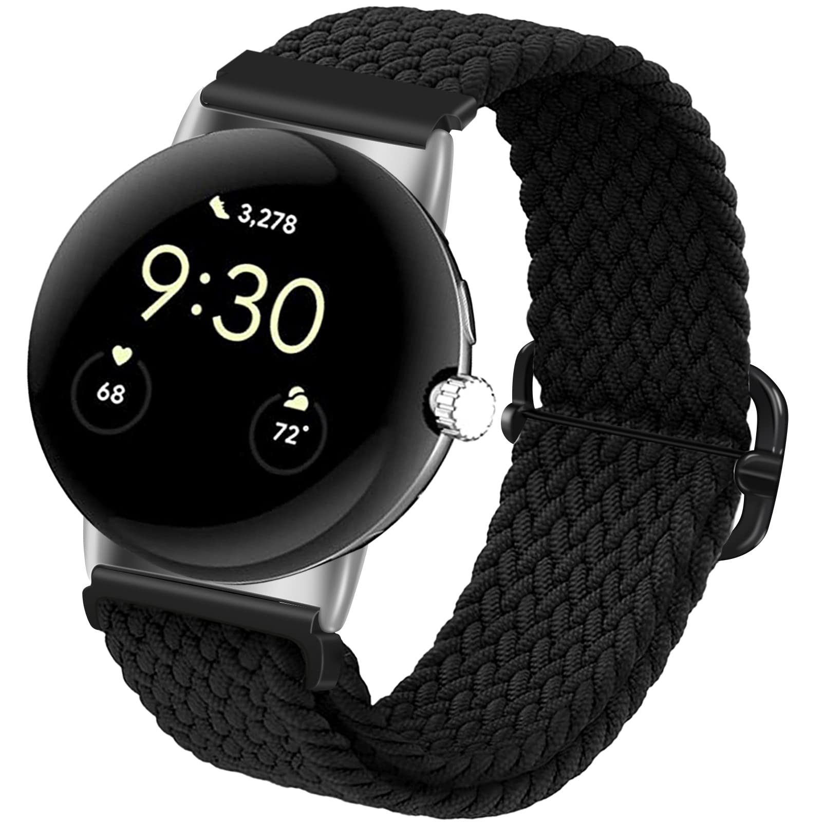 kytuwy Pixel Watch Band-Stretchy Nylon Sport Band Compatible for Google Pixel Watch 2 2023,Adjustable Braided Solo Loop Soft Pixel Watch Bands,Replacement for Google Watch Band Women Men