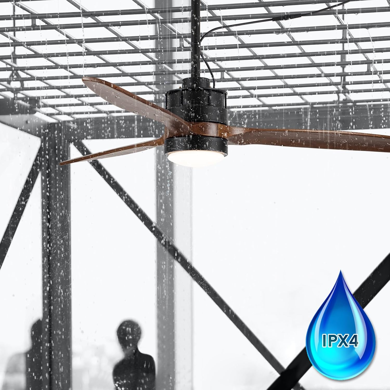 EKIZNSN 60 Inch Outdoor Wet Rated Ceiling Fans Waterproof for Patios/Gazebo/Pergola, with 16ft Extender Cord