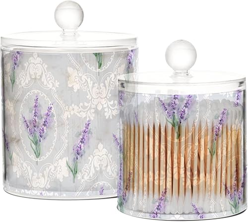 Miniatura 2 de Tarros de flores de lavanda con tapas, contenedores de almacenamiento de baño, recipientes de algodón para dormitorio, artículos esenciales para