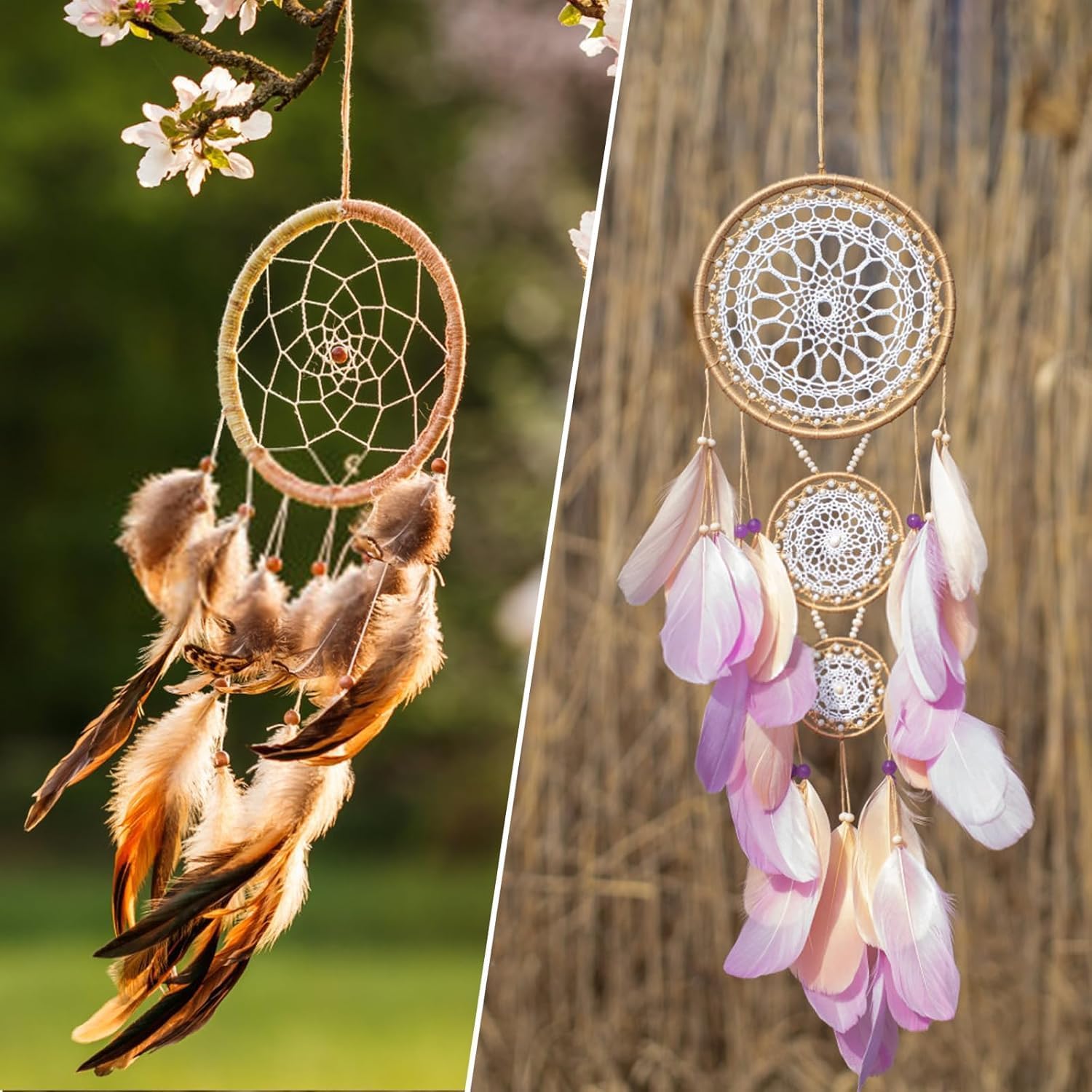 60 anelli di metallo, 3 pollici di cattura dei sogni d'oro, anello della corona del fiore del metallo, decorazione fai da te della corona del fiore di nozze