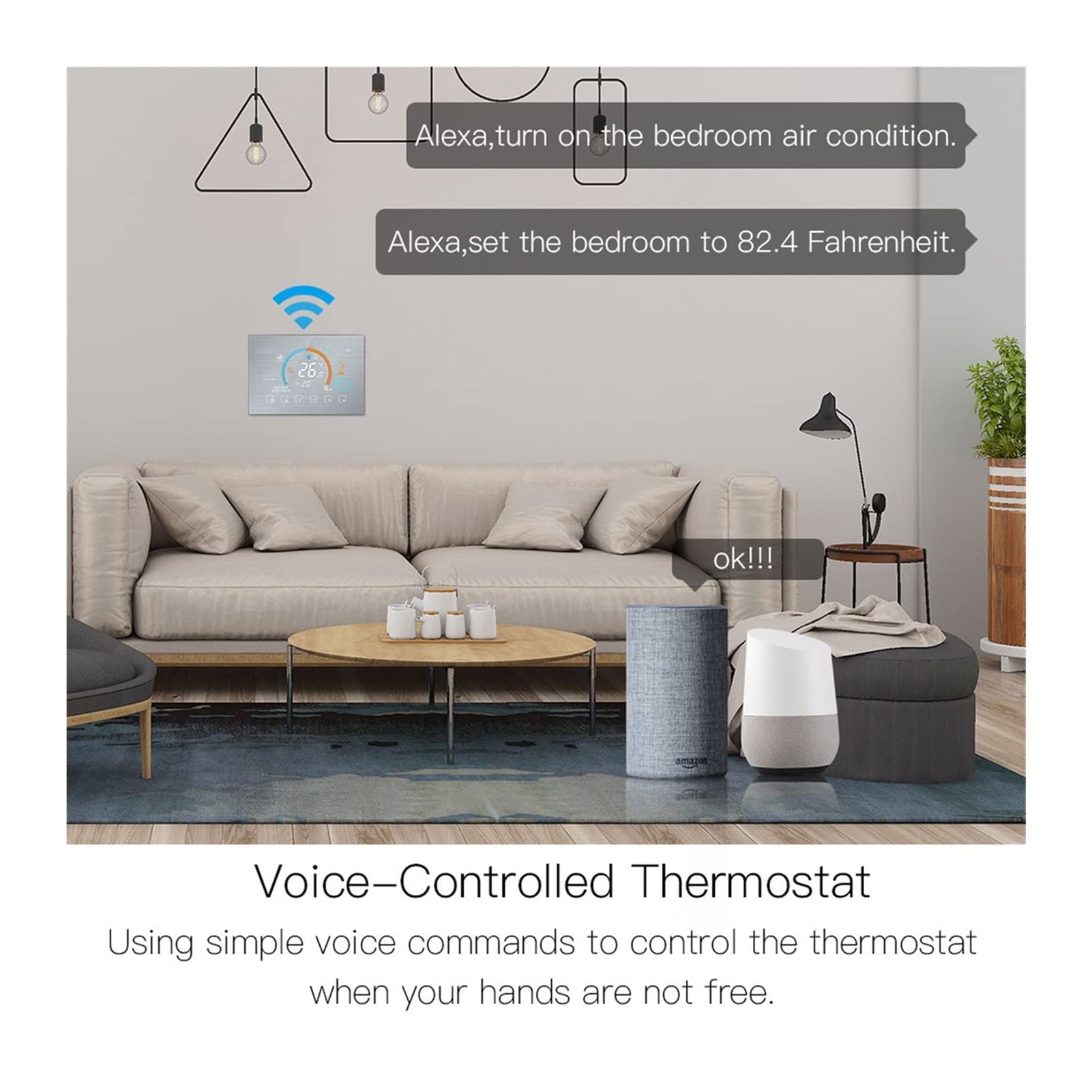 Termometro da interno igrometro digitale Termostato WiFi Termostato Temperatura Temperatura Ambientazione interna Acqua/Gas Boiler Meteo Stazione Meteo Tuya Smart Voice Control Con display LCD(Water