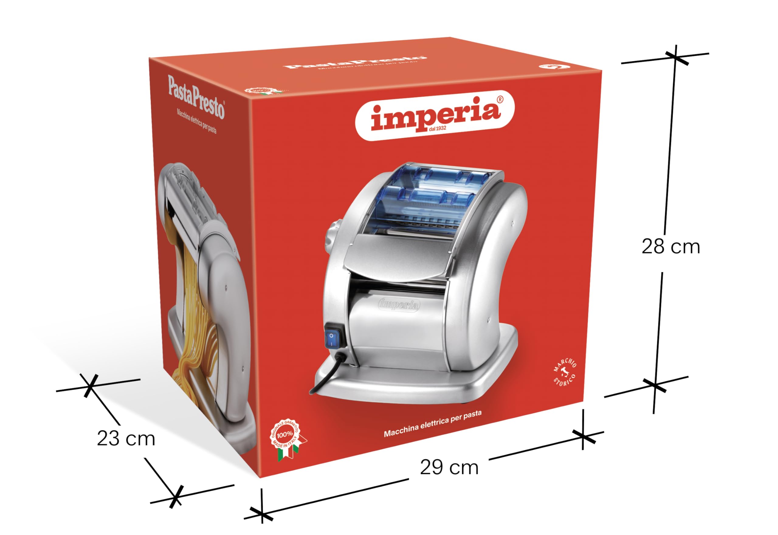 Imperia PastaPresto Linea Imperia Machine à pâtes électriques 100% Made in Italy. Machine à pâtes fraîches avec moteur électrique intégré. Machine à pâte électrique pour lasagnes, coupeuses,