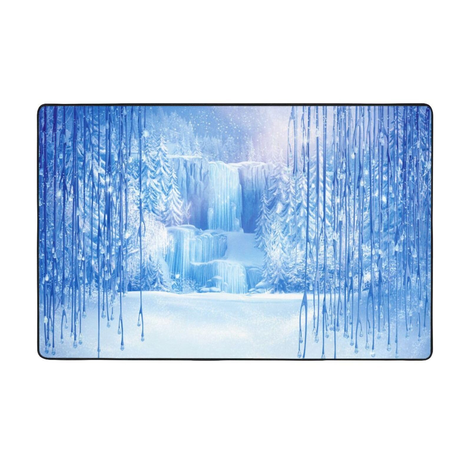 Grand tapis doux imprimé banquise et glace durable pour chambre