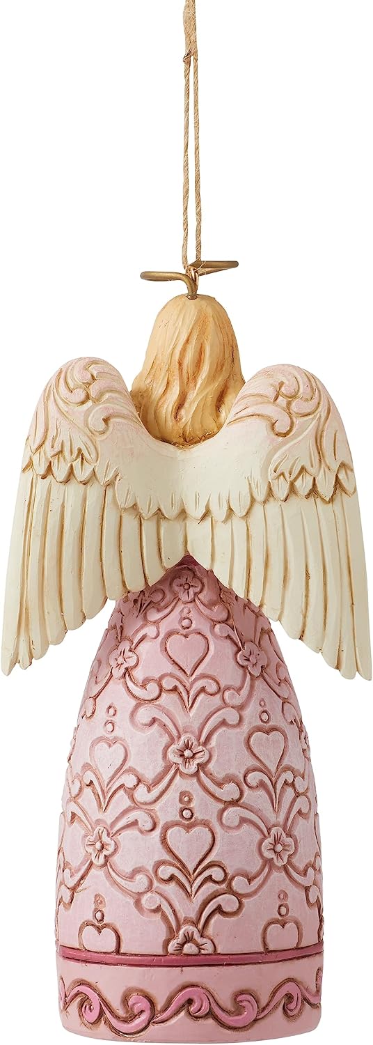 Enesco Jim Shore Heartwood Creek The Rose Pink Angel Hanging Ornament, 4.92 Inch, Multicolor