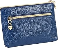 Vista 2 de Monedero de cuero genuino para mujer, con cremallera, bolsillo y bolsillo, Azul real