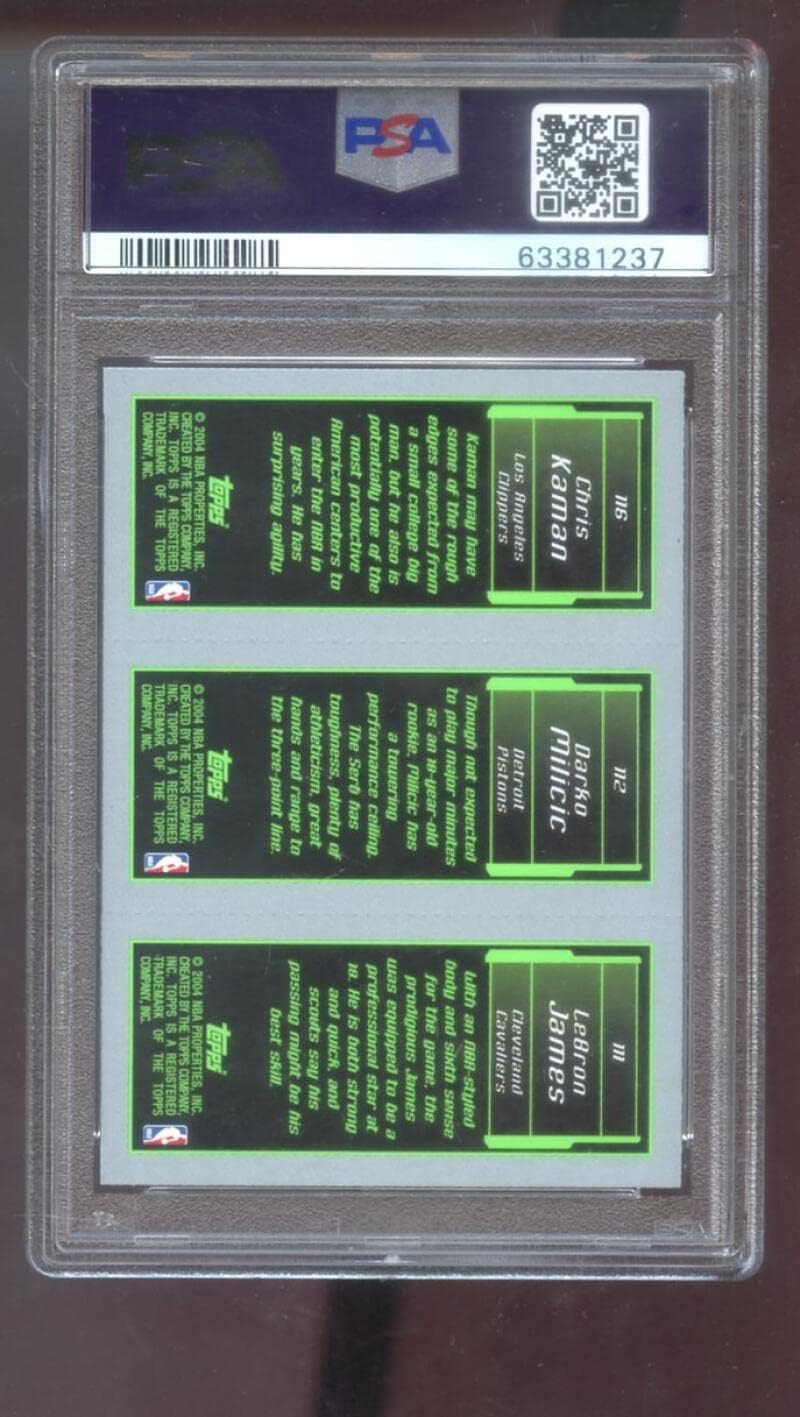 2003-04 Topps Rookie Matrix #111 Lebron James Chris Kaman Darko Milicic PSA 9 Graded Basketball Card NBA 03-04 2003-2004 112 116