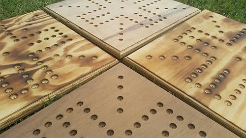 Vista 3 de HANDMADE *** Real Wood *** WAHOO/MARBLES 16x16" BOARD with marbles & dice *** 4 player (Stained)