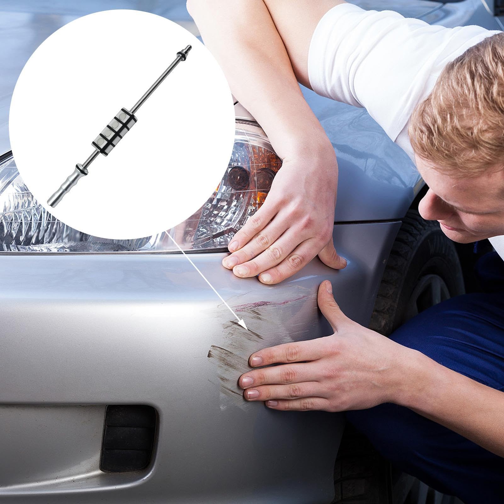 Strumento di Riparazione Dentale automobilistica – Scorrevole in | acciaio , sollevatore magnetico | DentFixer resistente per porte auto, pannelli carrozzeria ed elettrodomestici, kit