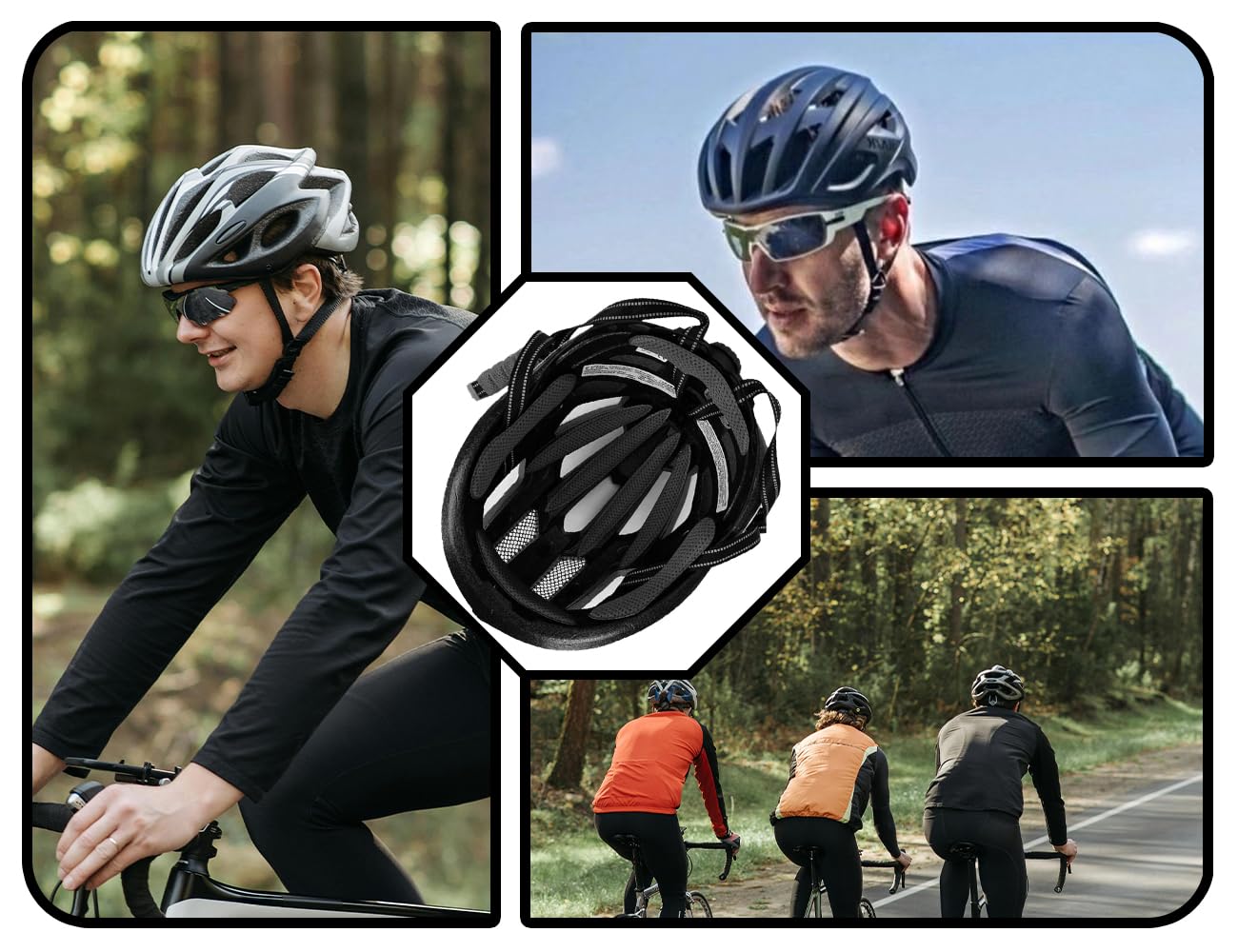 kit imbottitura casco da bicicletta,imbottitura universale per casco in schiuma per bicicletta,imbottitura di ricambio per in spugna(nero)