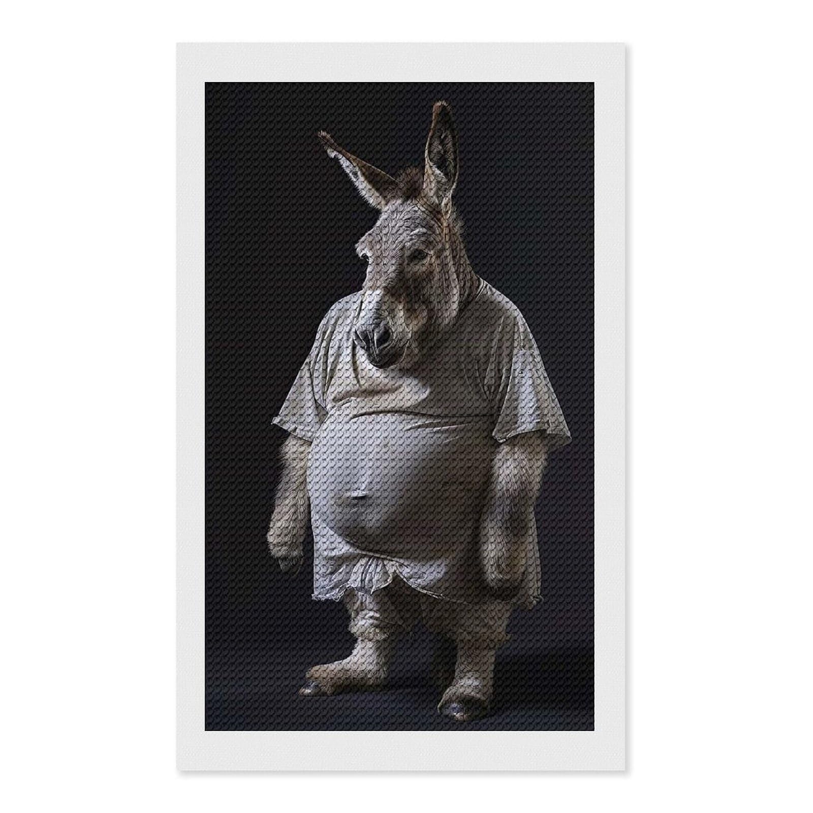 Junmoney Donkey Fat Diamond Painting Canvas Set 12"x20", for Beginners, Complete Accessories, Christmas Gift, Modern Decor