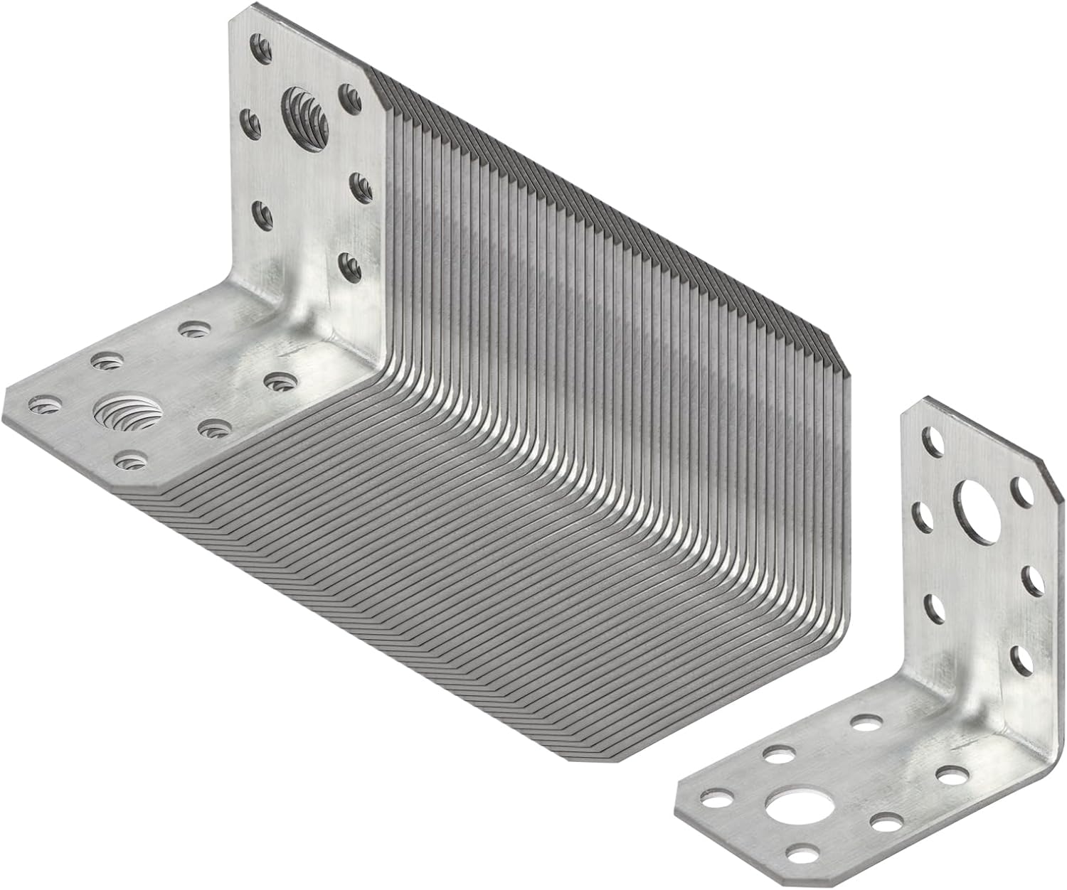 50 PCS 2" L x 1-3/8" W x 2" H Steel L Right Angle Brackets, Reinforced Corner Braces for Wood Furniture, Lumber Connectors