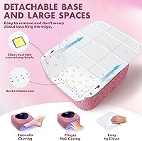 Vista 2 de Lámpara de uñas UV, lámpara de uñas inalámbrica de 72 W, secadora de uñas con 5 ajustes de temporizador, pantalla LCD inteligente en forma de Rosa