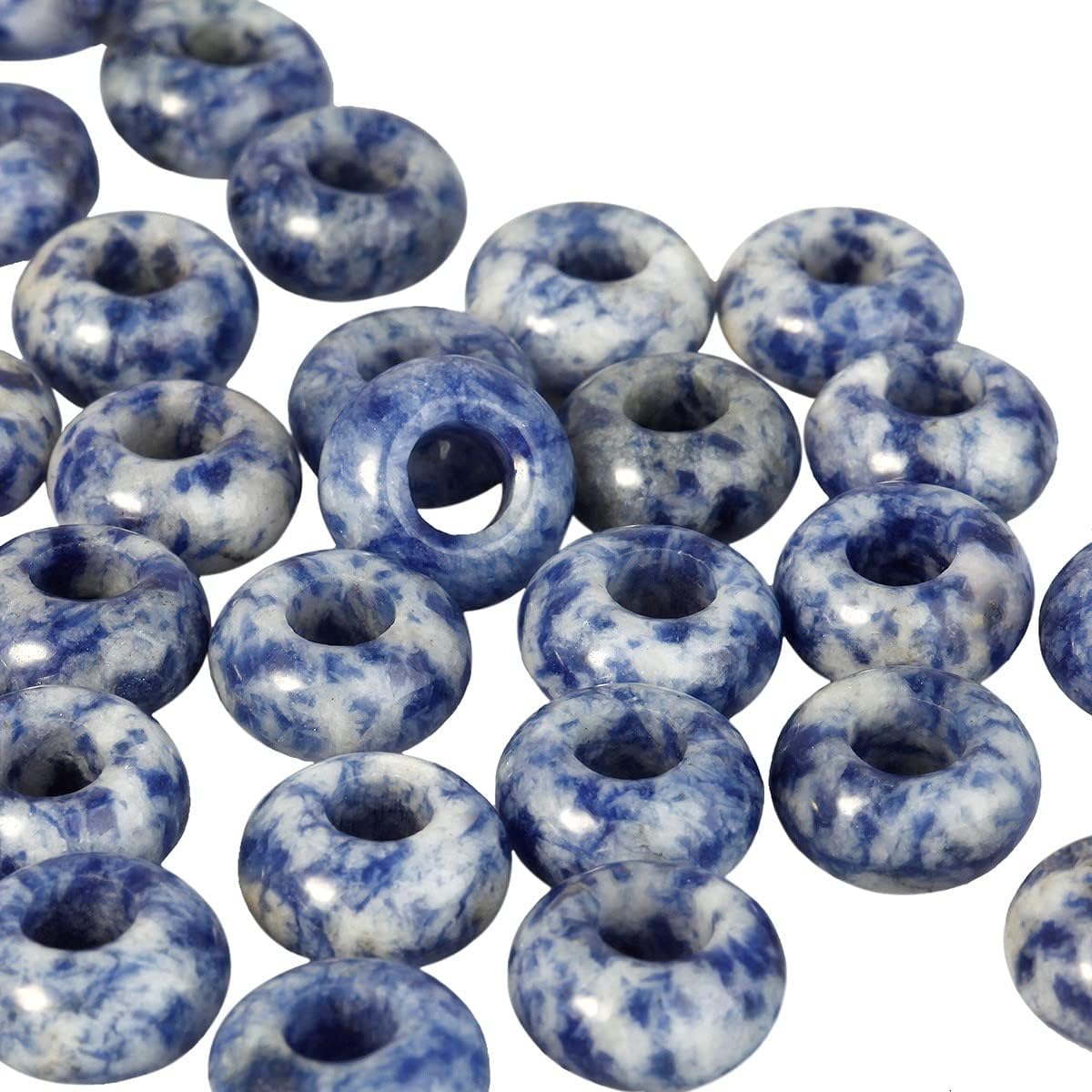 SUNYIK Sodalite Large Hole (6mm) Rondelle Loose Charms European Bead fits Bracelet,Jewelry Makings Pack of 20 - Image 4