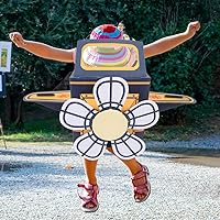 Vista 3 de SAFIGLE Avión de cartón portátil para niños: disfraz de avión para niños, avión de papel DIY con ventilador giratorio, coche de cartón, divertido